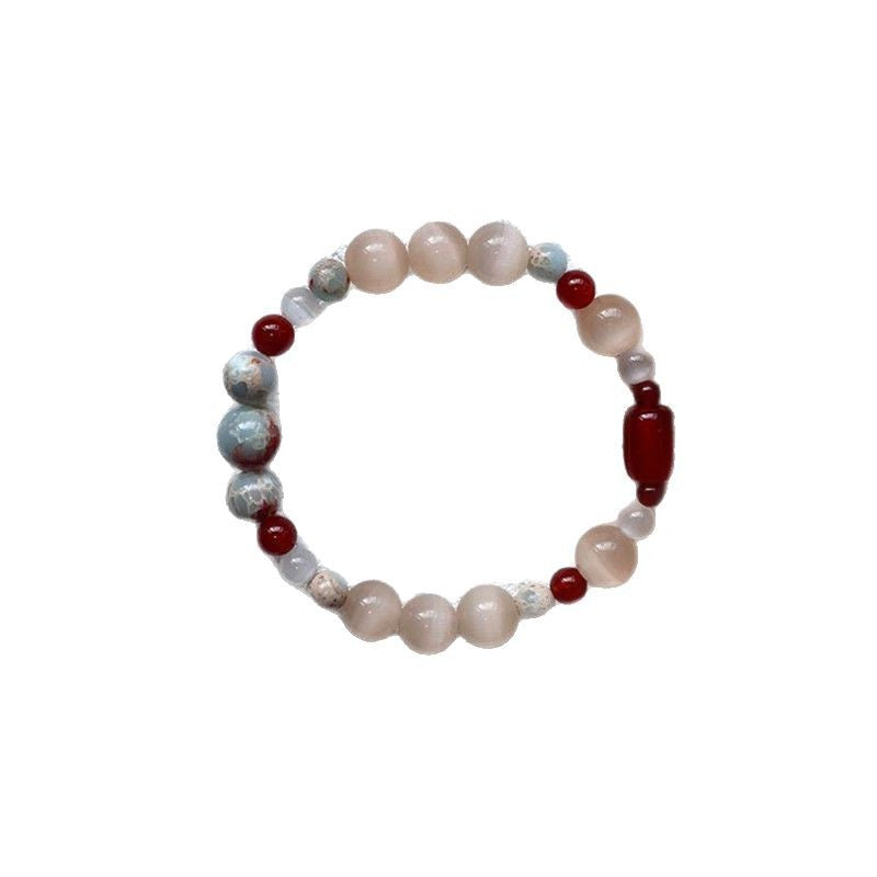Moonlit Rouge · Cat’s Eye & Red Agate Bracelet