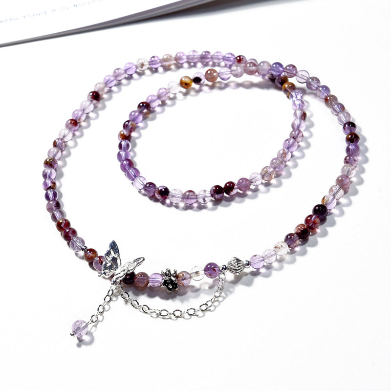 Whispering Vines · Amethyst & Phantom Quartz Wrap Bracelet