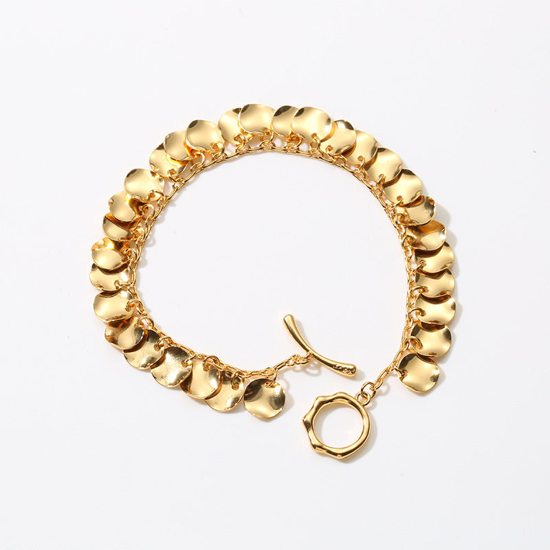 Lustre Chain · Geometric Disc Gold Bracelet