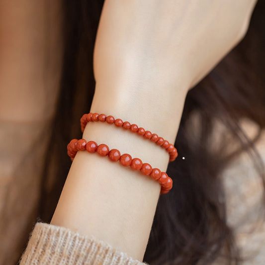 Red Vitality · Deep Red Agate Minimal Bead Bracelet (4mm)