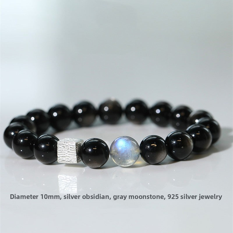 Shadow & Light · Obsidian & Moonstone Couple Bracelet Set