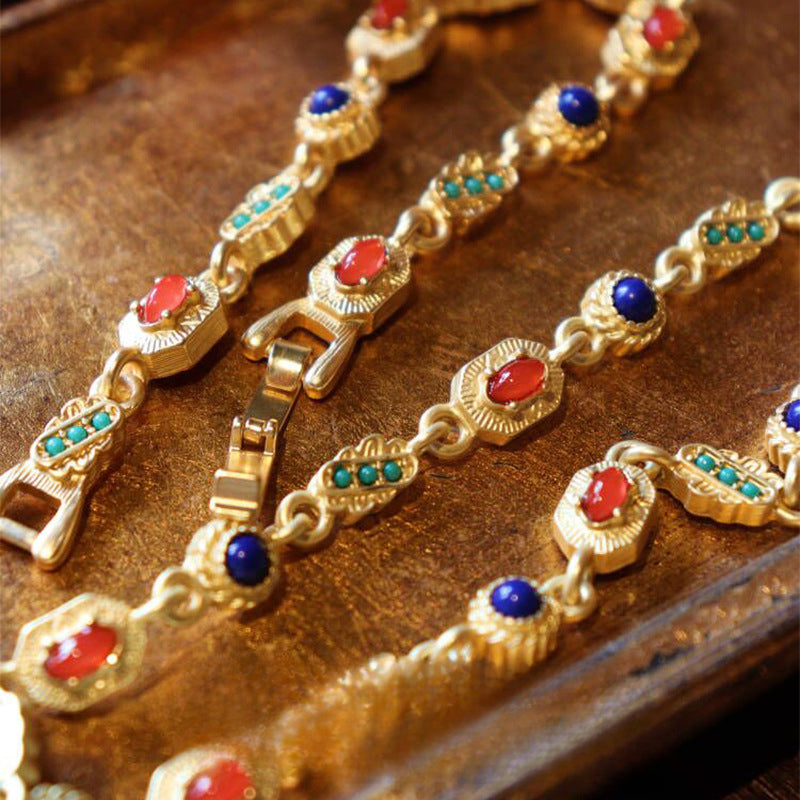 Medieval Jewel · Vintage Resin Gem Necklace & Bracelet Set