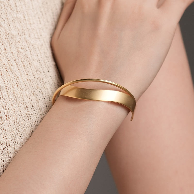 Golden Fold · Minimalist Layered Cuff Bracelet