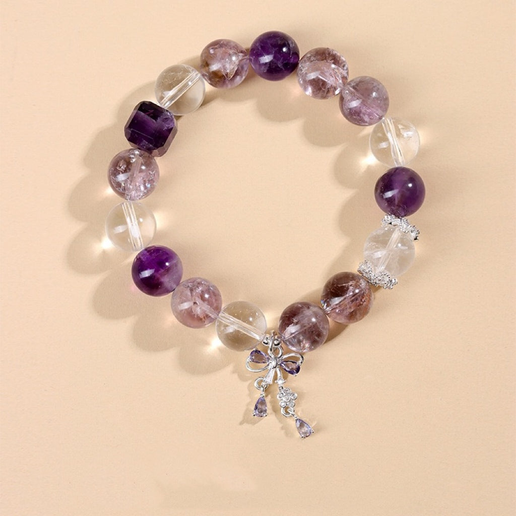 Flor Crepuscular · Pulsera de Amatista y Cuarzo Rutilado