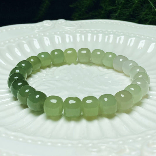 Gradient Nephrite Jade Bracelet · Soft Green Tones