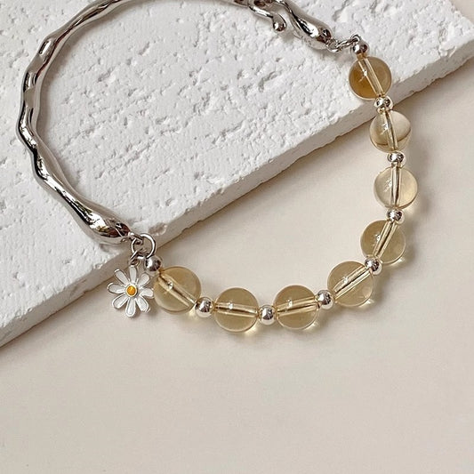 Daisy Bloom · Yellow Citrine & Silver Bar Bracelet