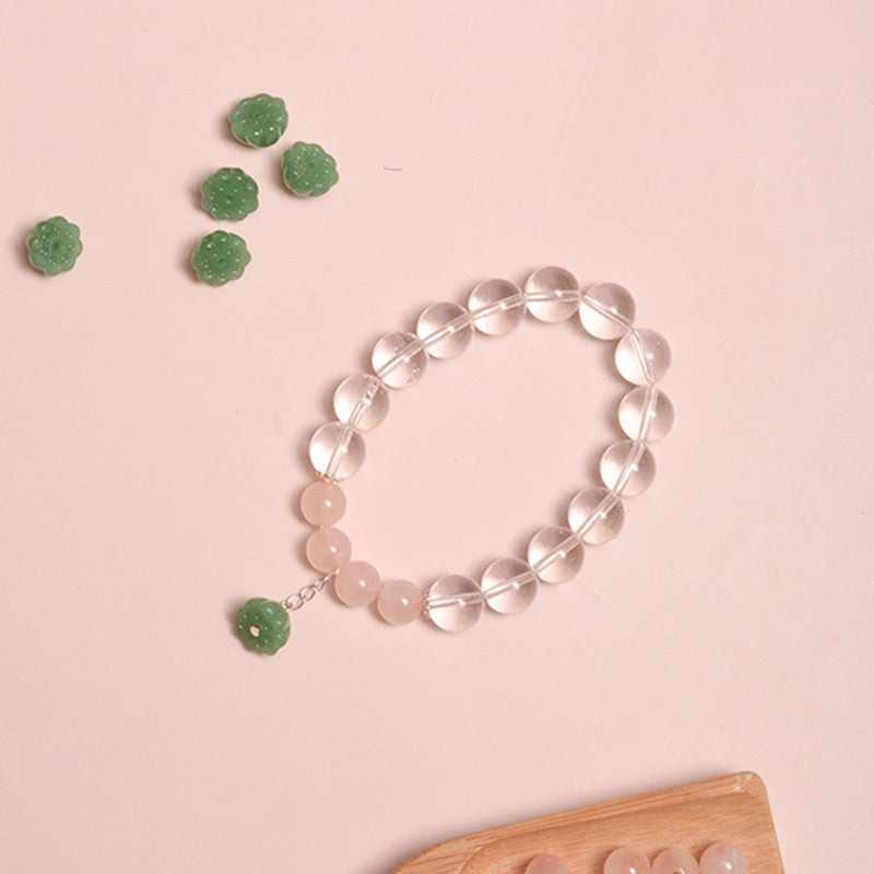 Blossom Heart · Pulsera de Cuarzo Claro y Cuarzo Rosa