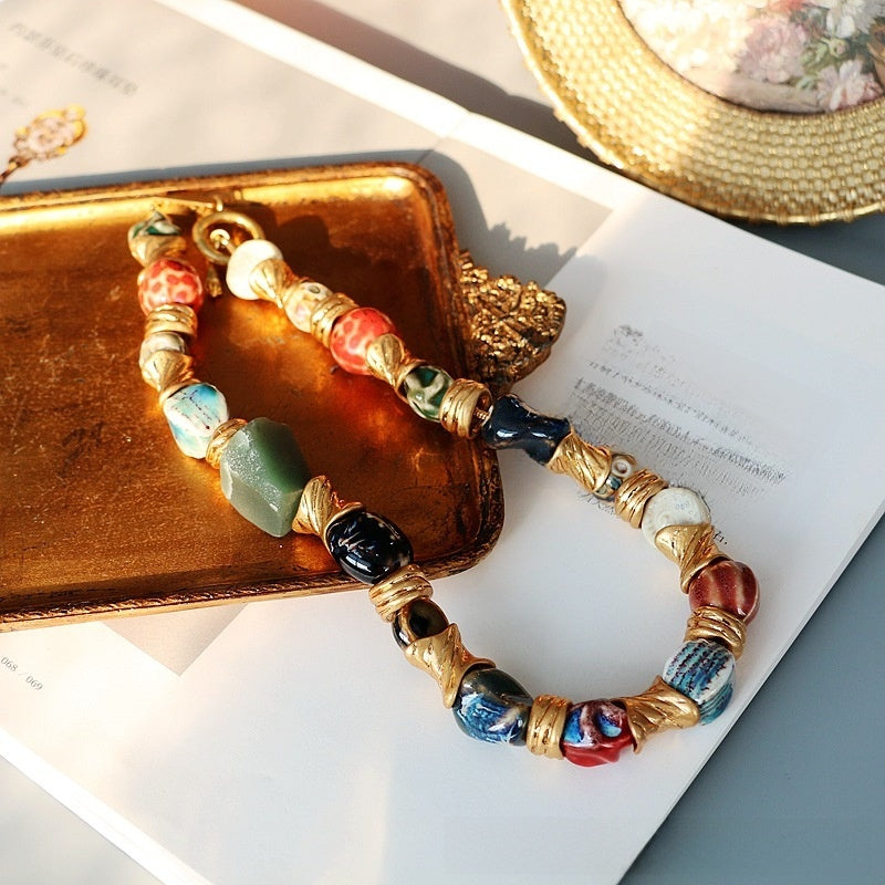 Archive Earth · Vintage Ceramic & Natural Stone Chunky Necklace
