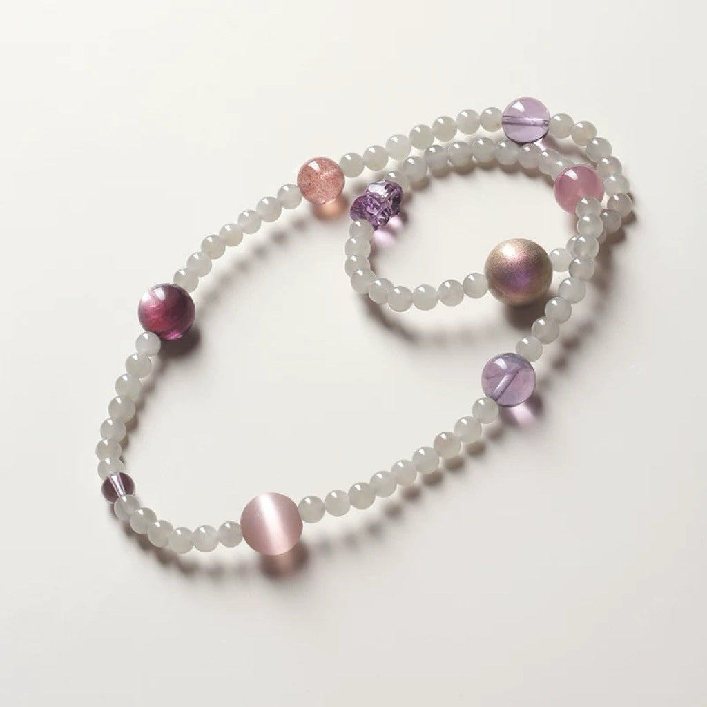 Violet Serenity · Dreifach-Gewickeltes Jade- & Lila-Heilungsarmband