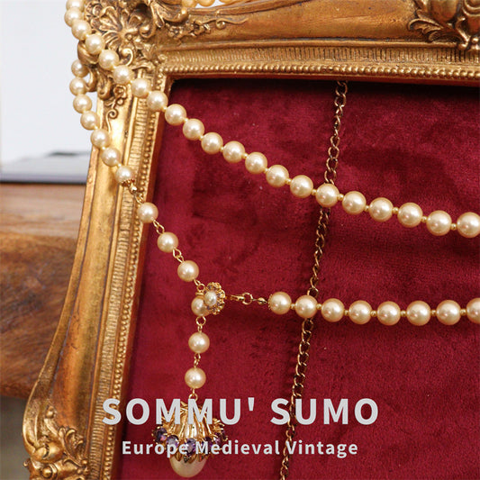 바로크 그레이스 · 멀티 레이어 빈티지 글래스 펄 네크리스