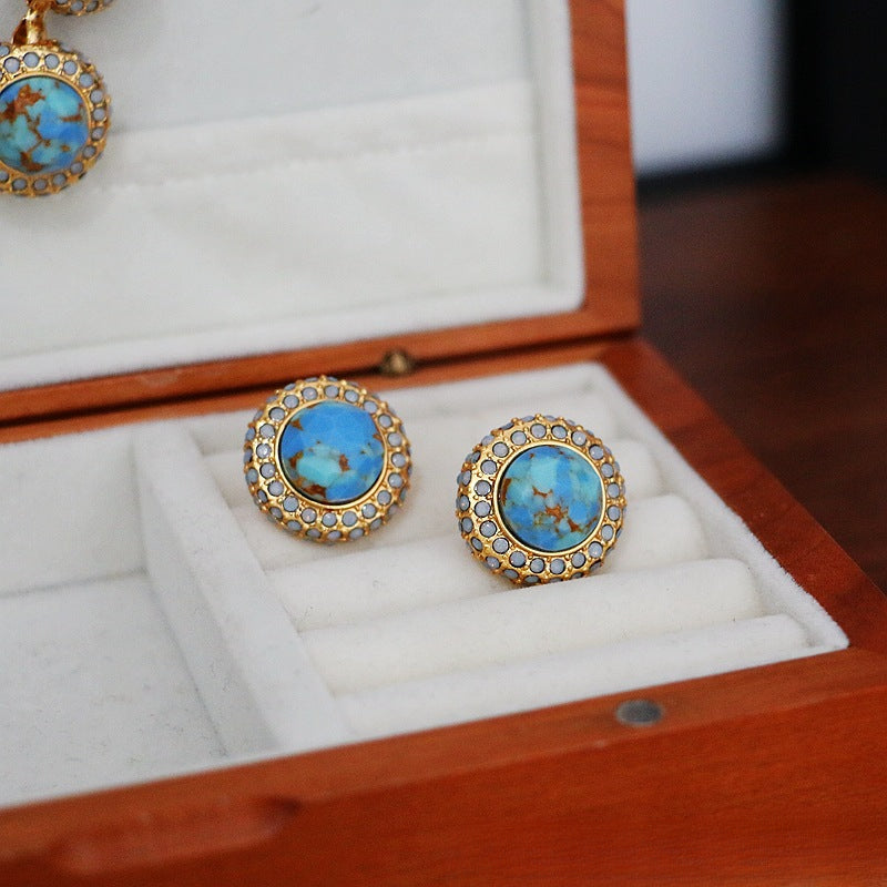 Rosette Glow · Vintage Halskette & Ohrstecker-Set im 90er-Jahre-Stil mit Edelstein