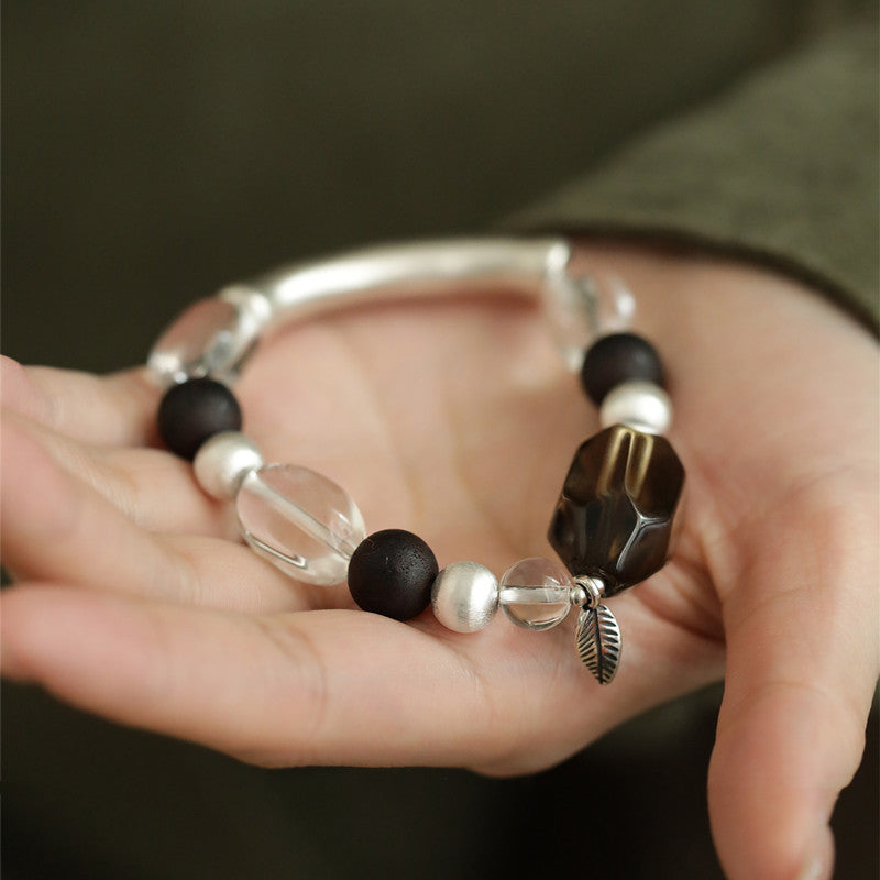 Rooted Light · Smoky Quartz & Clear Crystal Grounding Bracelet