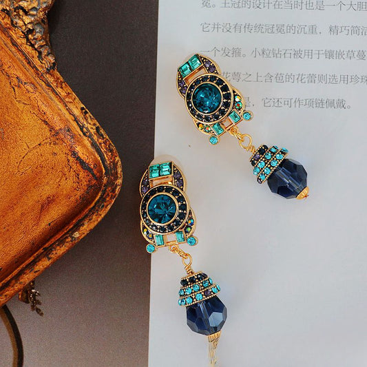 Royal Gazette · Vintage Blue Crystal Drop Earrings