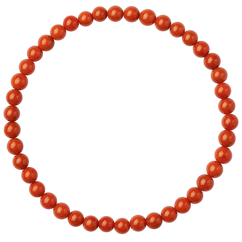 Red Vitality · Deep Red Agate Minimal Bead Bracelet (4mm)