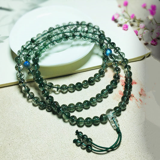 Forest Veil · Green Phantom Quartz Mala (108 Beads)