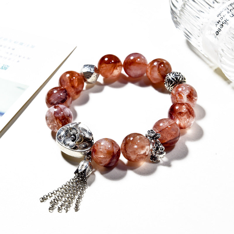 Spring Bloom · Red Floral Phantom Quartz Bracelet