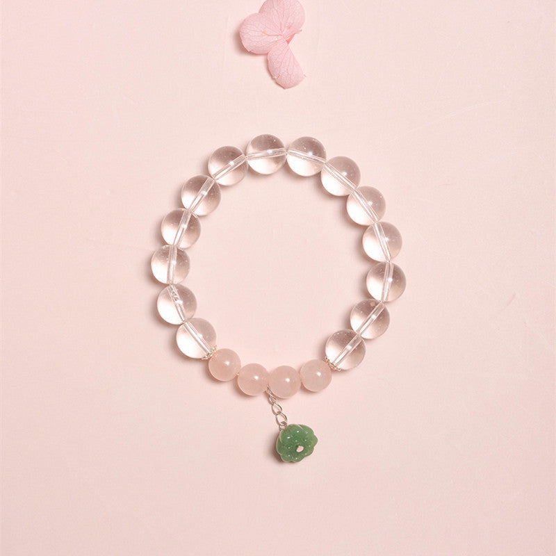 Blossom Heart · Pulsera de Cuarzo Claro y Cuarzo Rosa