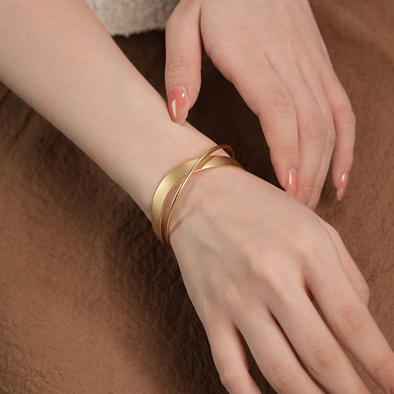Golden Fold · Minimalist Layered Cuff Bracelet