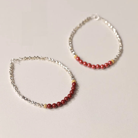 Red Harmony · Cinnabar & S925 Silver Vintage Bracelet