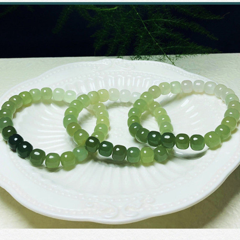 Gradient Nephrite Jade Bracelet · Soft Green Tones