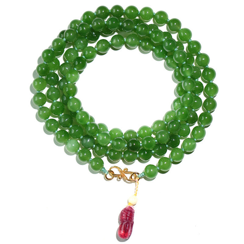Verdant Calm · Natürliches Grünjade Wrap-Bracelet mit Tourmalin-Amulett