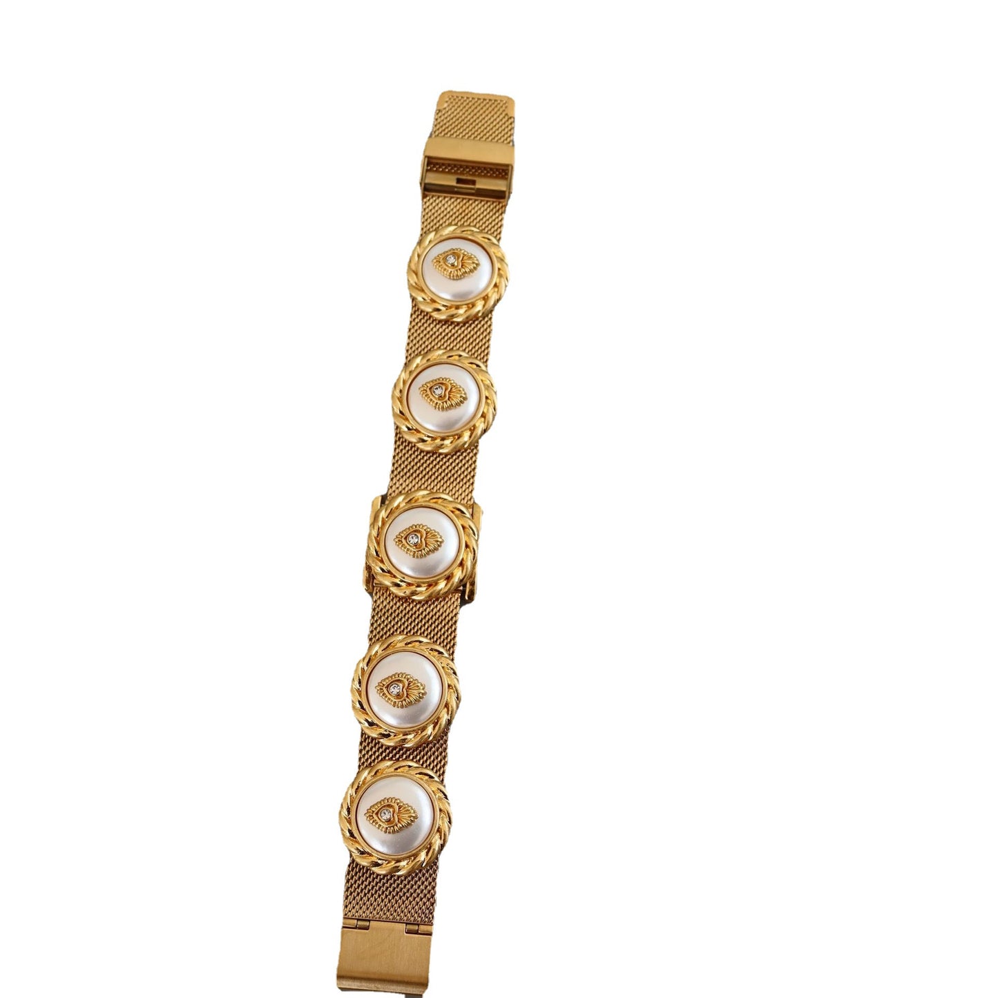 Golden Eye · Vintage Armband- und Ohrring-Set mit geflochtenem Rand