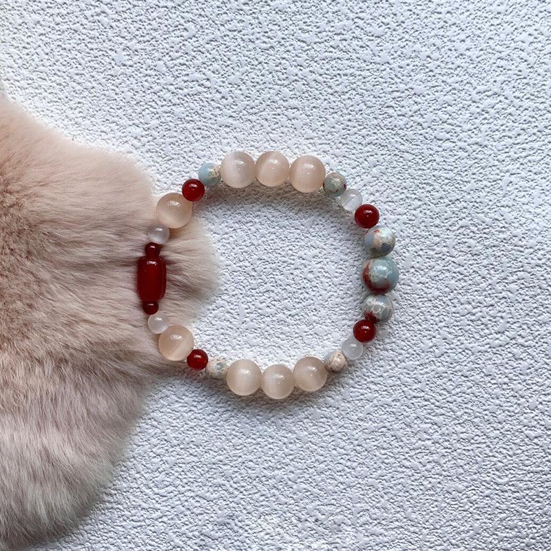 Moonlit Rouge · Cat’s Eye & Red Agate Bracelet
