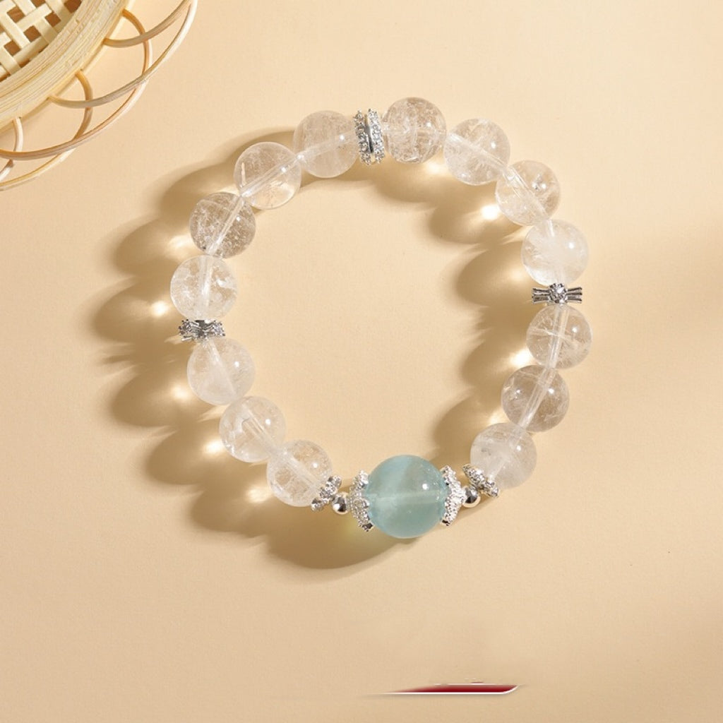 Esprit Murmurant · Bracelet Fantôme Blanc & Aquamarine