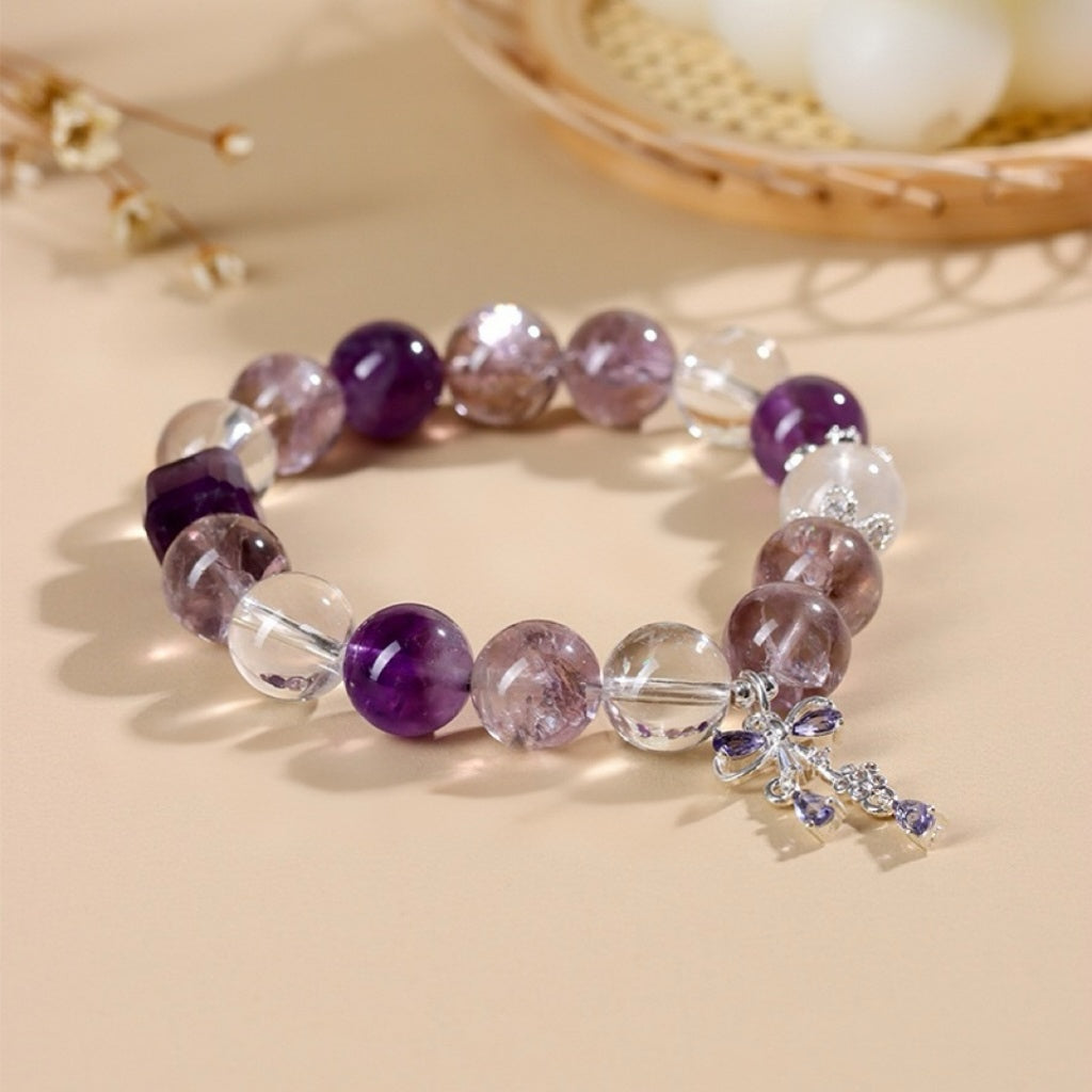Flor Crepuscular · Pulsera de Amatista y Cuarzo Rutilado