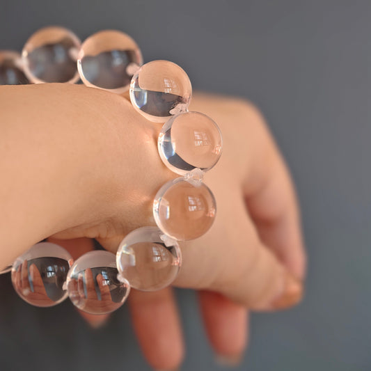 High-Grade Clear Quartz Bracelet with with Bull-Nose Threading Technique