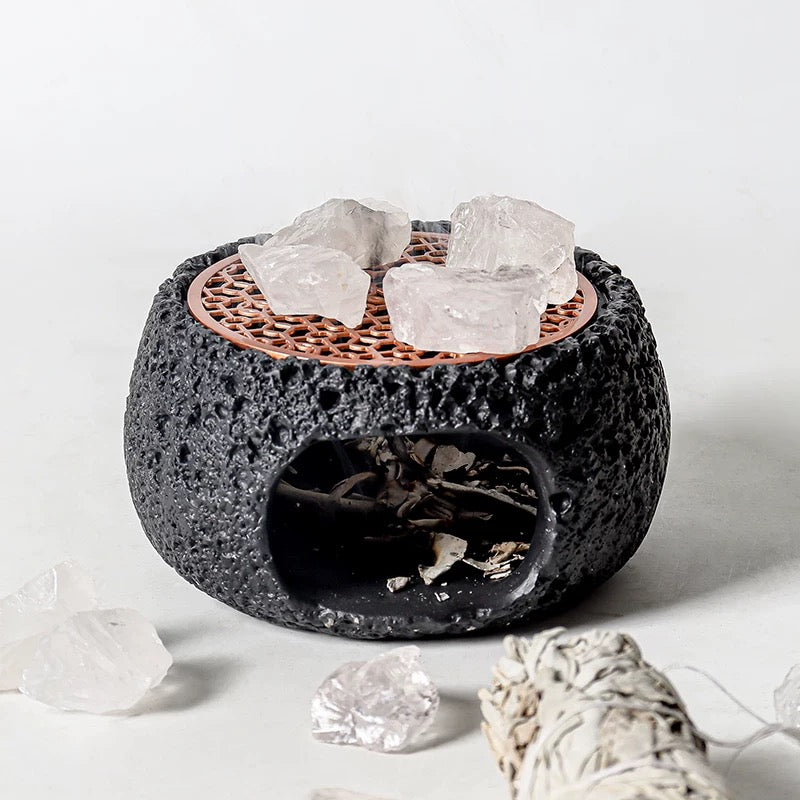 Crystal Incense Burner · Smudging & Purification Set|Sage · Palo Santo · Cedar