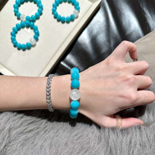 Glacier Whisper · Amazonite & White Azeztulite Bracelet