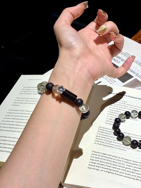 에보니 스프링 · 그린 팬텀 쿼츠 × 아가우드 × 로즈우드 브레이슬릿