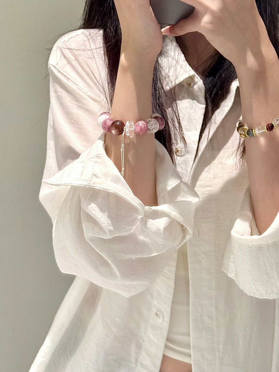 Rose in the Wild · Pink Lepidolite & Pink Tourmaline Quartz Bracelet