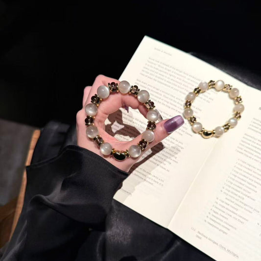 Cinnamon Latte · Moonstone & Smoky Quartz Bracelet