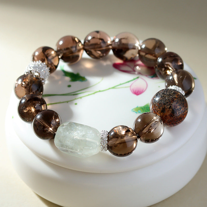Wüstenmirage · Rauchquarz- und Grünkristallarmband