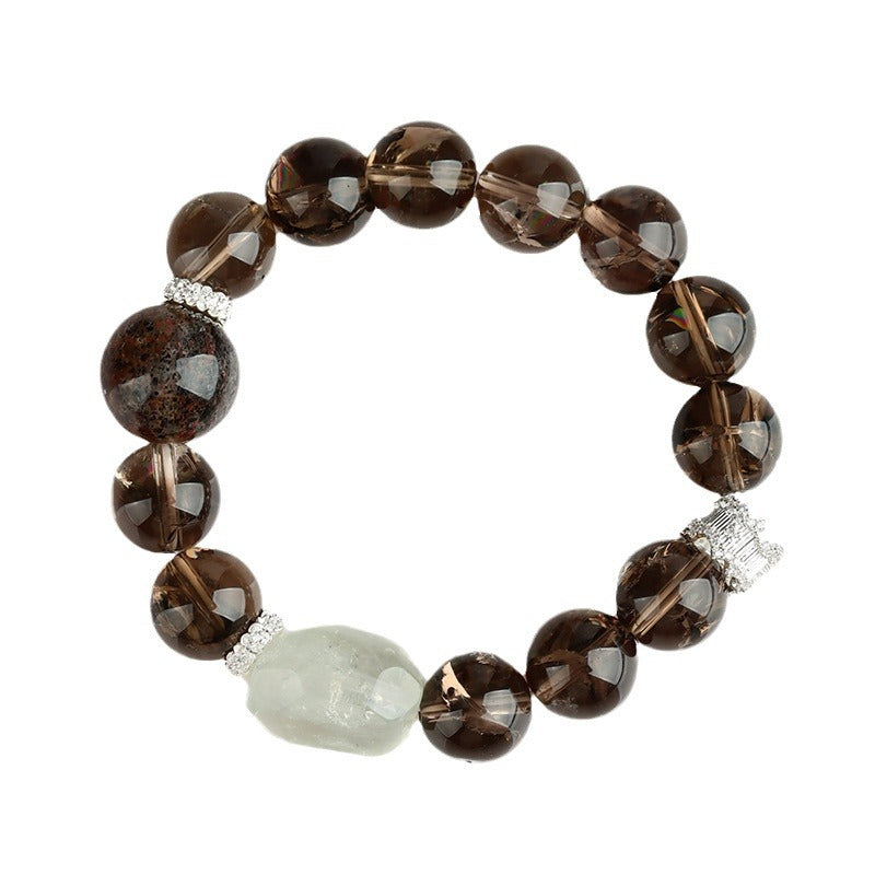 Wüstenmirage · Rauchquarz- und Grünkristallarmband
