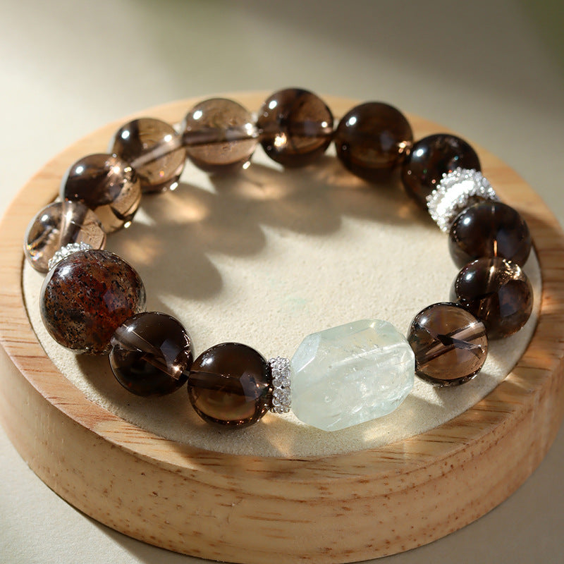 Wüstenmirage · Rauchquarz- und Grünkristallarmband