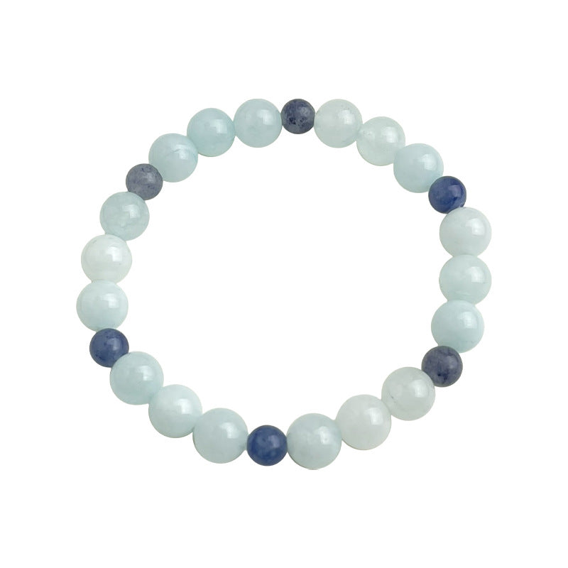 Crêtes baignées de lune · Bracelet à l’aigue-marine et à la sodalite