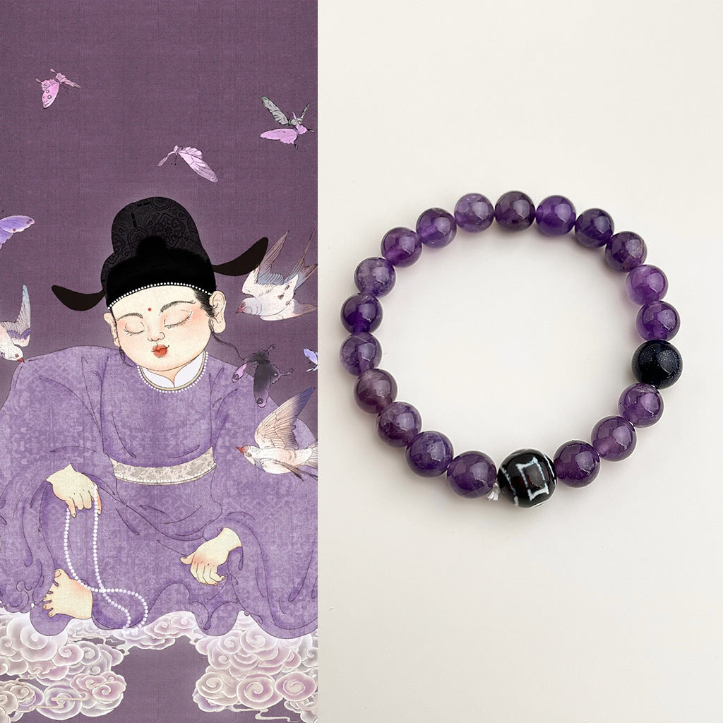 Traumkranich · Amethyst- und Sternsteinarmband