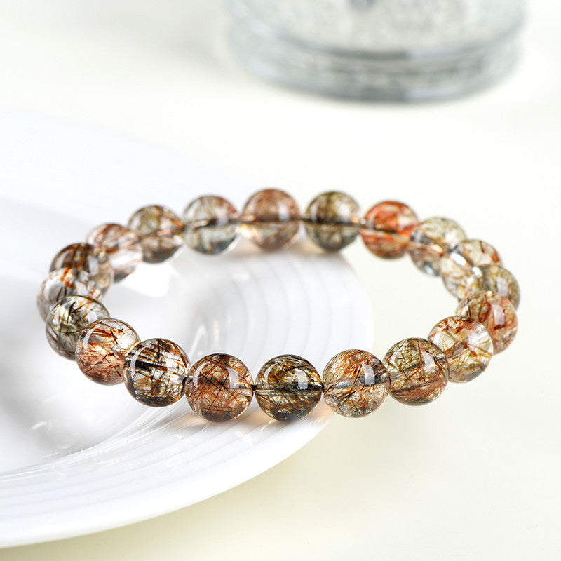 Super Sieben Quarz Armband – Schwarzer Goldrutil Kraft