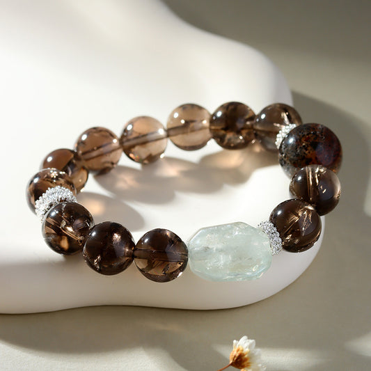 Desert Mirage · Smoky Quartz & Green Crystal Bracelet
