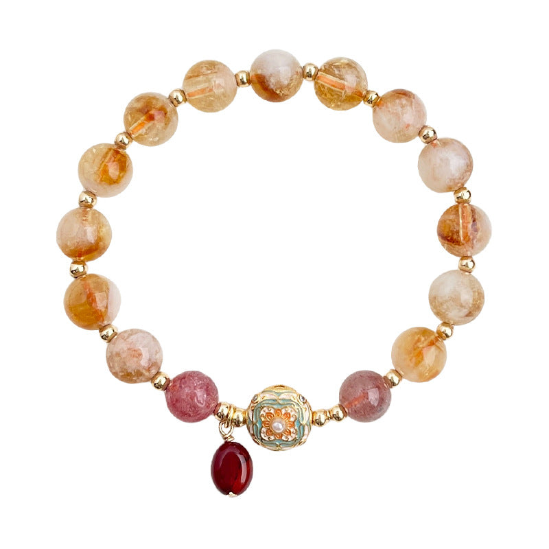 Amber Whisper · Citrin- und Erdbeerquarz-Bracelet