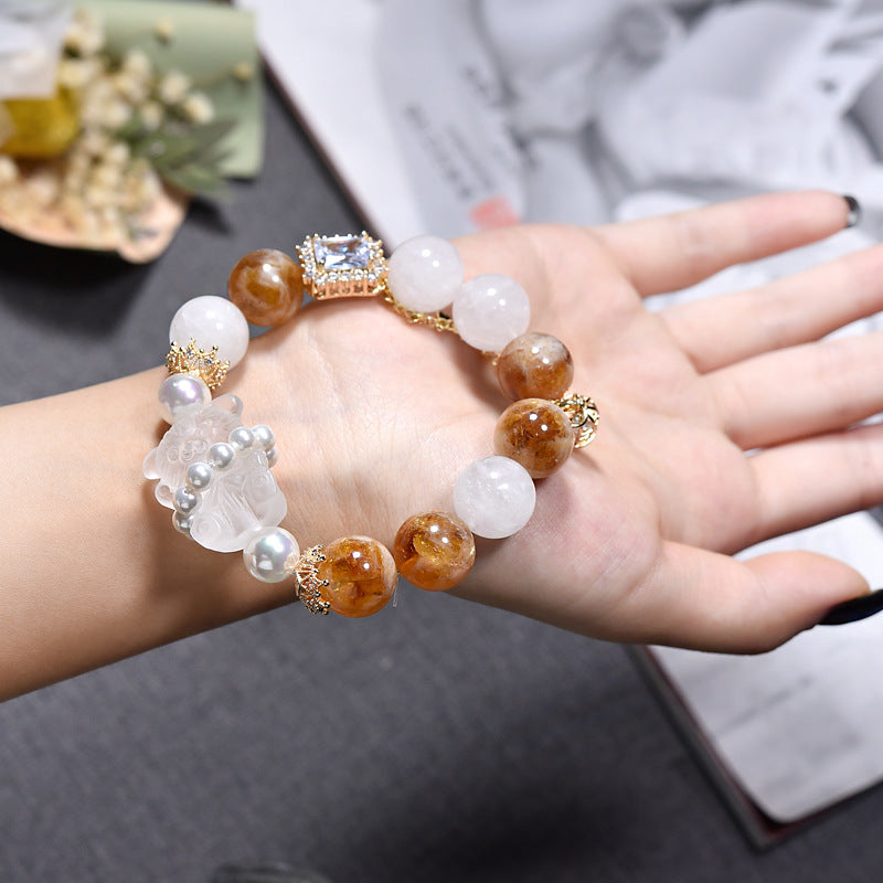 Golden Hug · Citrine & White Agate Fortune Bracelet