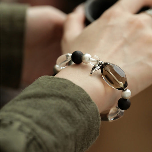 Rooted Light · Smoky Quartz & Clear Crystal Grounding Bracelet