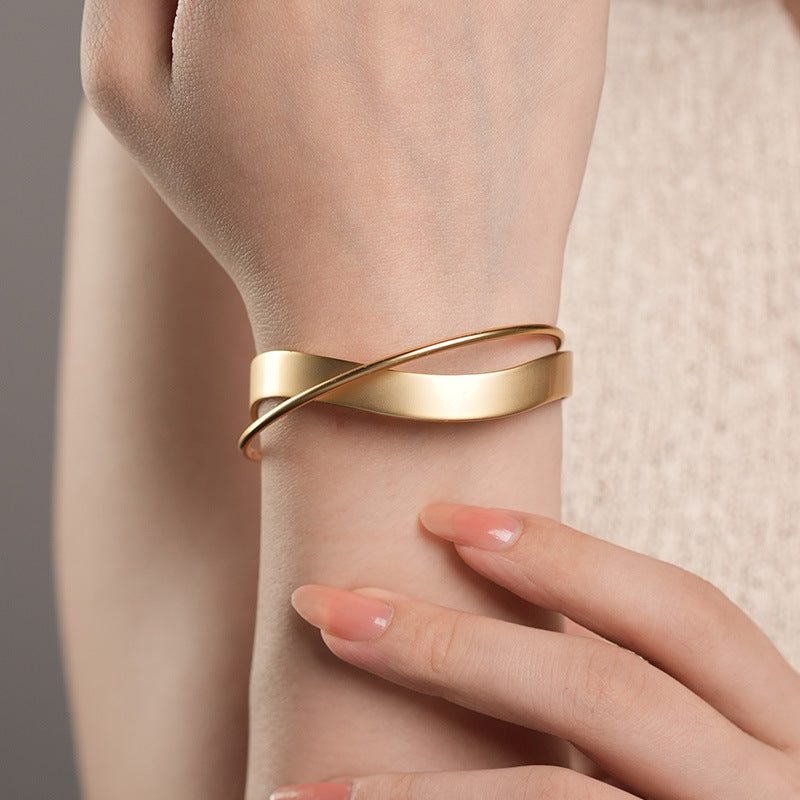 Golden Fold · Minimalist Layered Cuff Bracelet