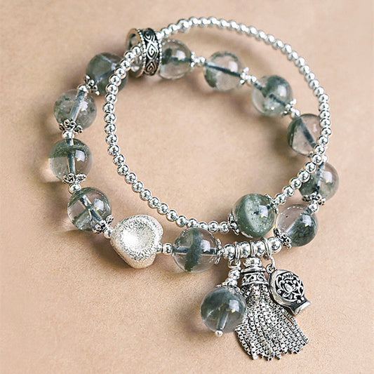 Verdant Echo · Green Phantom Silver Bracelet