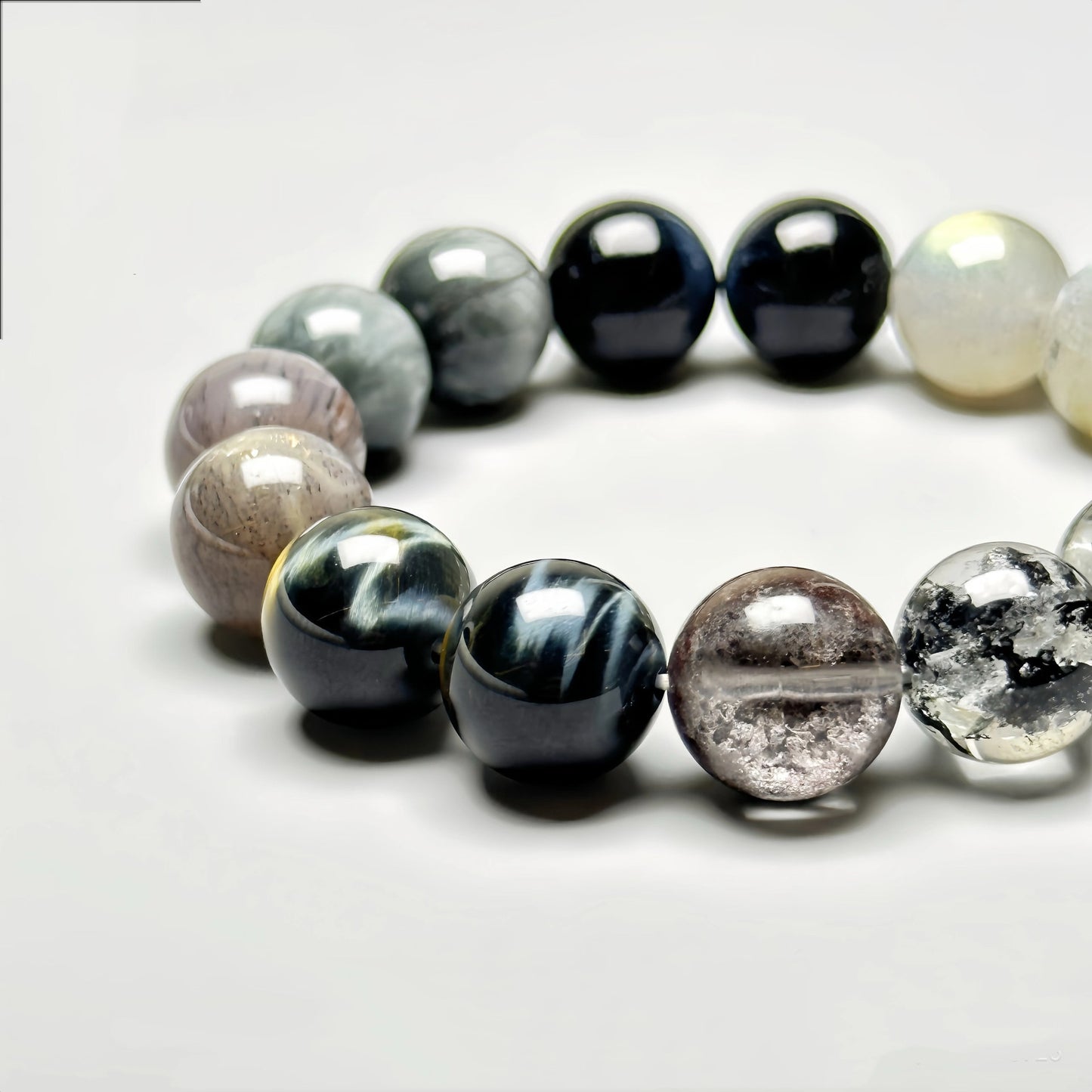 シャドウ・コア・ホークアイ&ラブラドライト グラウンディング・エネルギーブレスレット