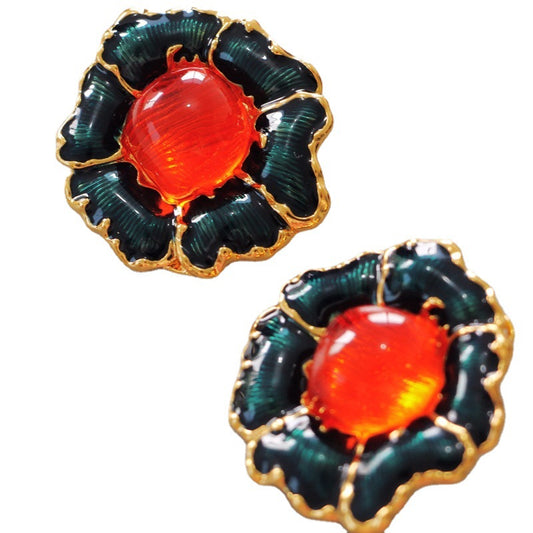 Petal Glaze · Vintage Jelly Glass Floral Earrings