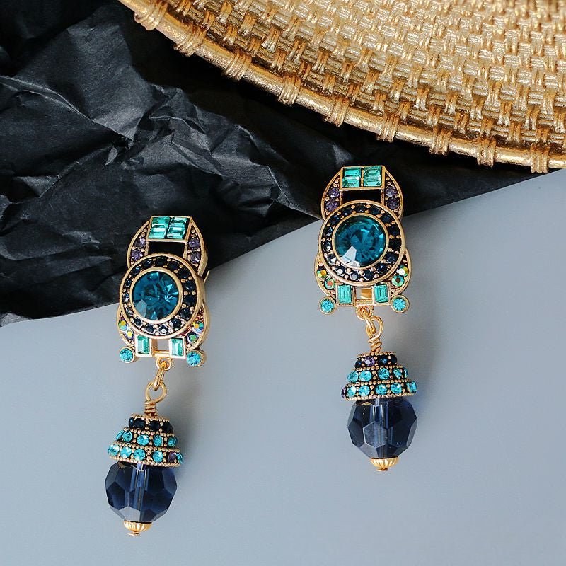 Royal Gazette · Vintage Blue Crystal Drop Earrings